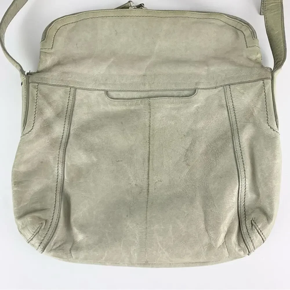 Hobo Shane Grey Leather Flap Crossbody Purse Bag